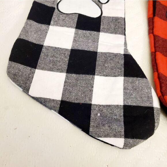 Plaid Doggie Paw Christmas Stockings - Picture 4 of 8